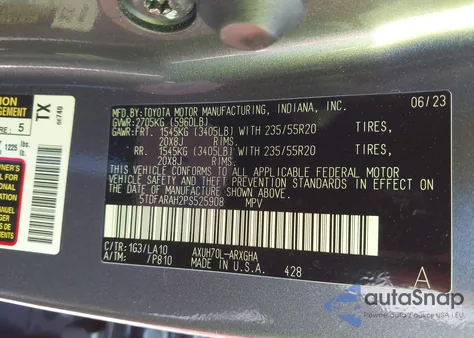 2023 Toyota Highlander Hybrid Platinum from USA, damaged, VIN 5TDFARAH2PS525908